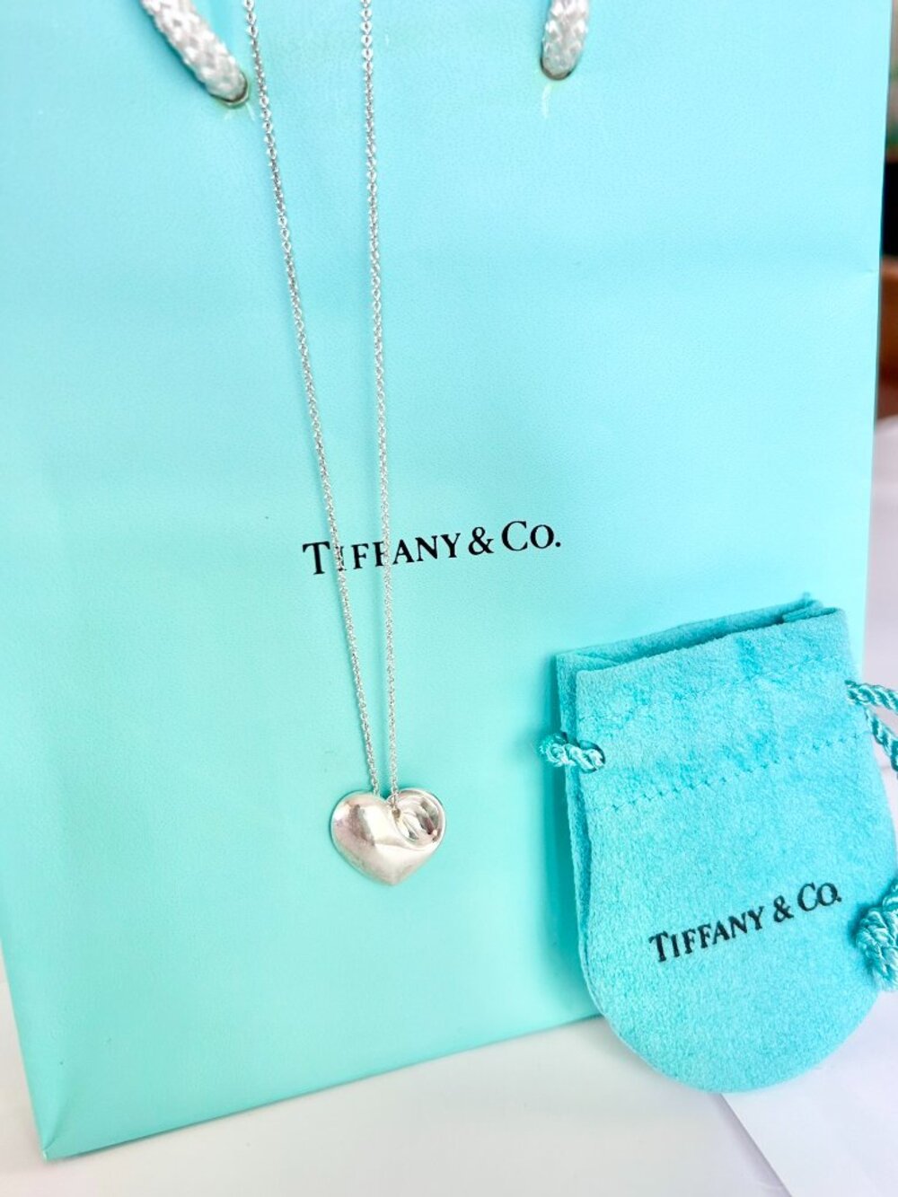 Tiffany & Co. Puffed Heart Pendant Necklace - Vintage